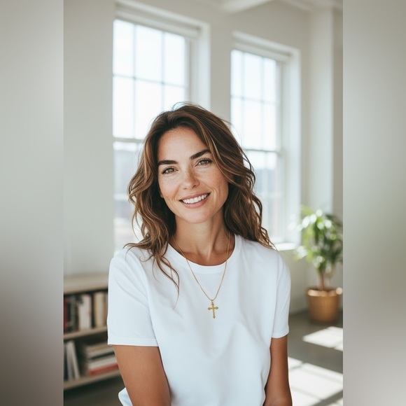 Gold Cross Pendant Necklace - Picture 2 of 7